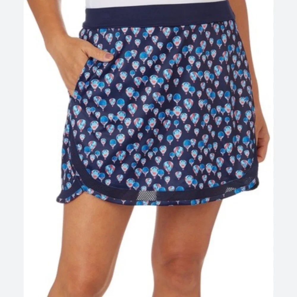 PGA TOUR Women Navy Hot Air Balloon Novelty Print Pull On Golf Skort Skirt XL